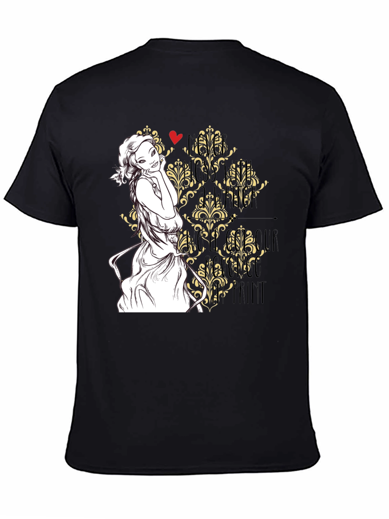 Black T-Shirt with Woman Art Graphic Design
