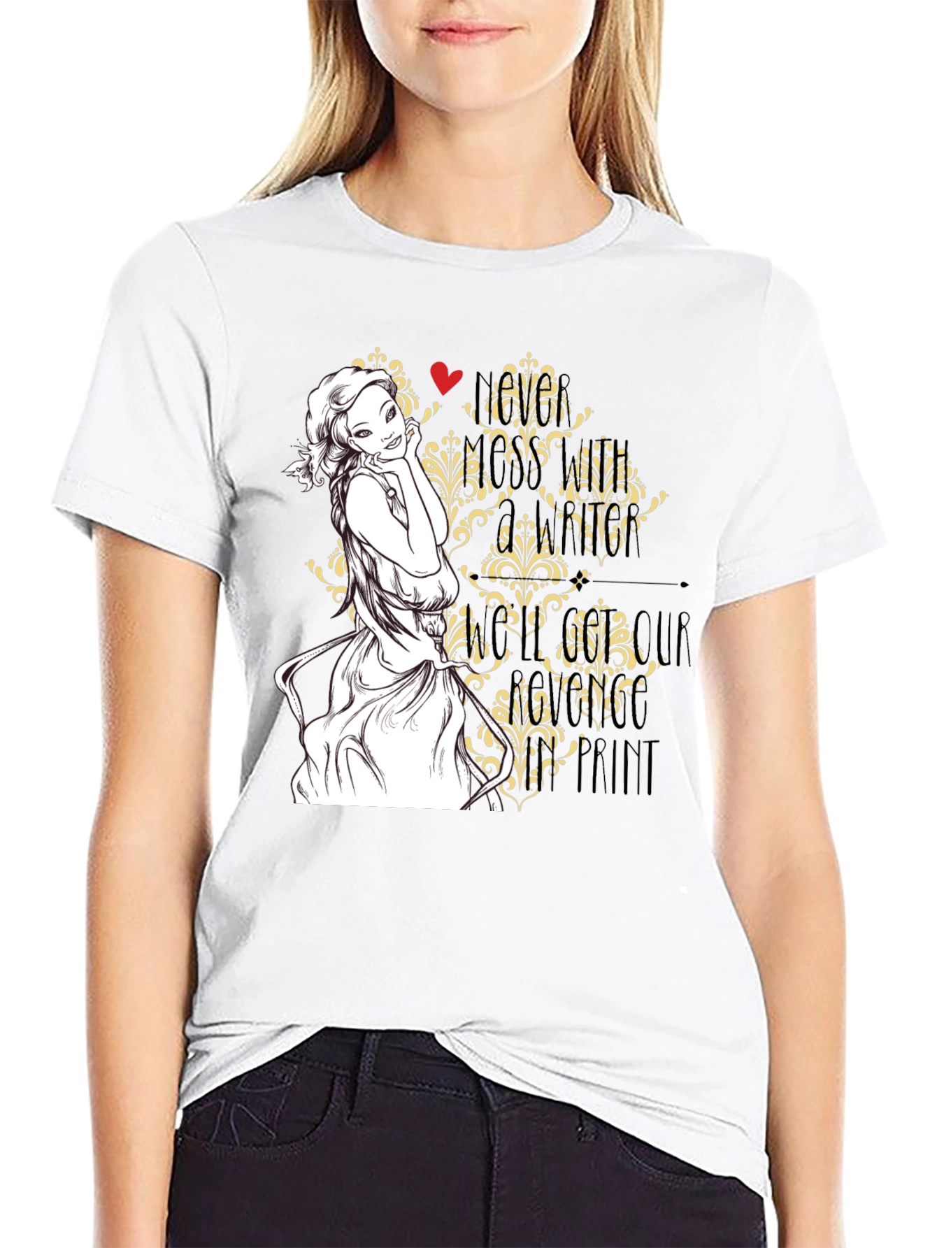 Black T-Shirt with Woman Art Graphic Design