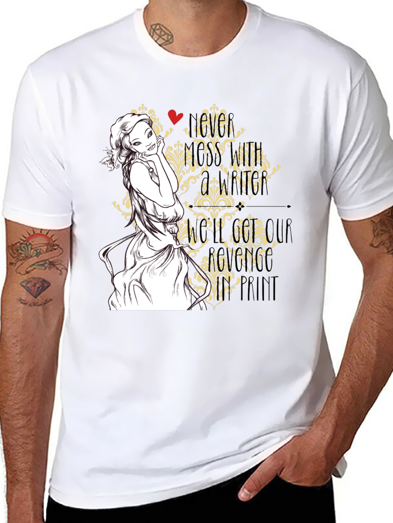 Black T-Shirt with Woman Art Graphic Design