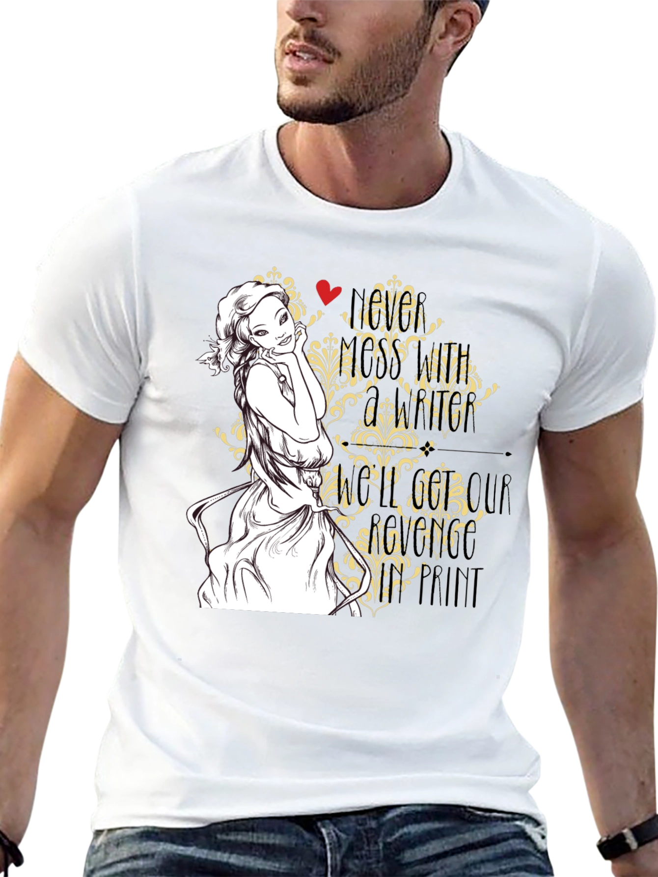 Black T-Shirt with Woman Art Graphic Design