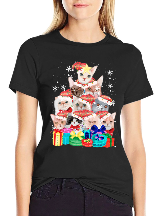 Festive Cats Christmas Tree T-Shirt