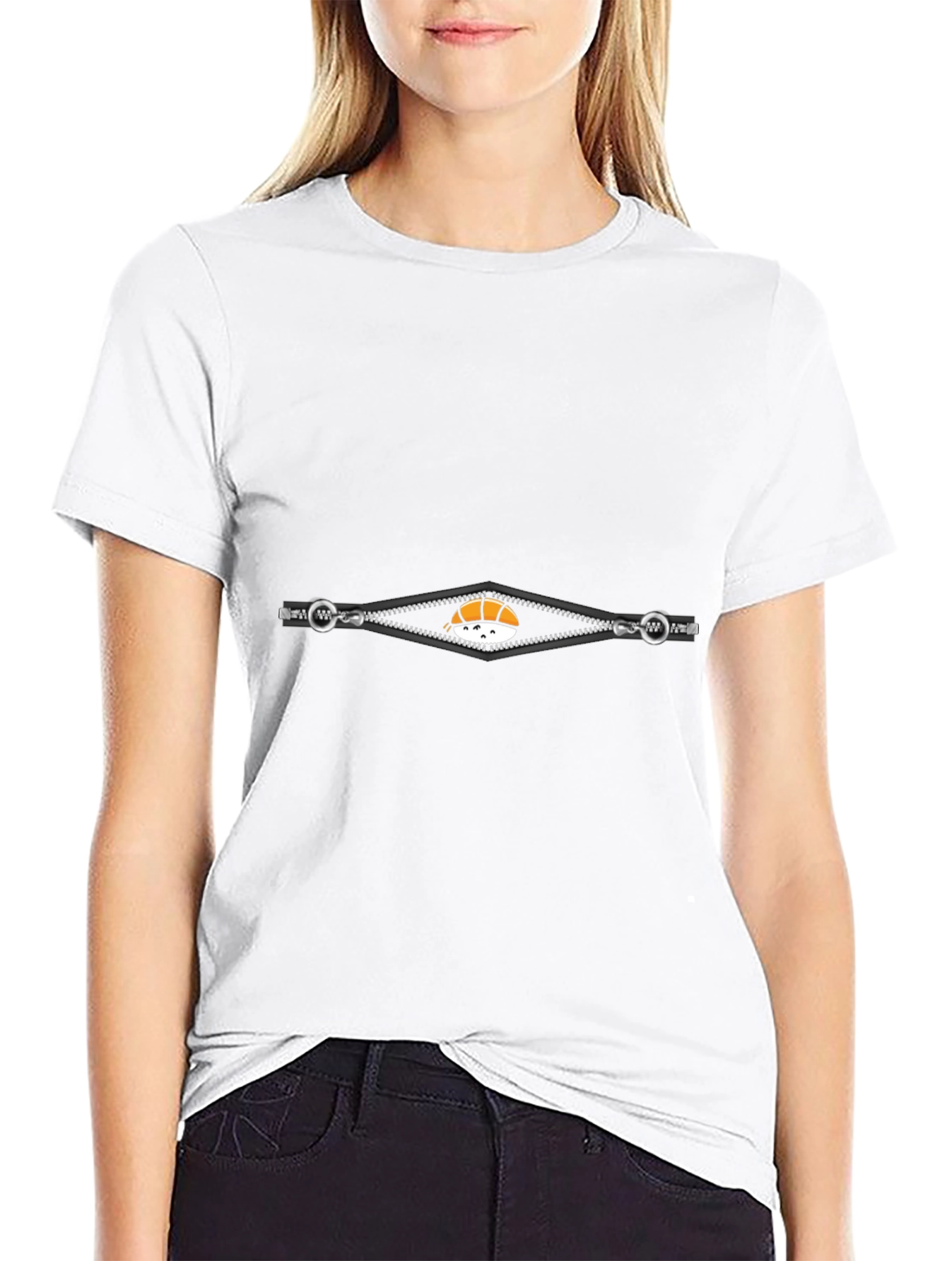 Sushi Zipper Graphic Tee - Novelty T-Shirt