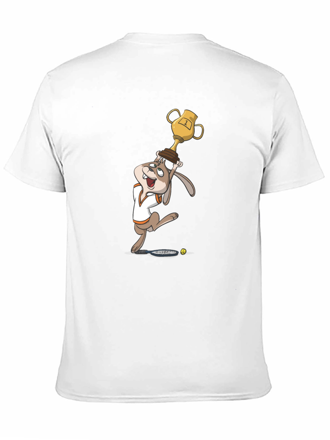 Cartoon Rabbit Tennis Champ Graphic Tee