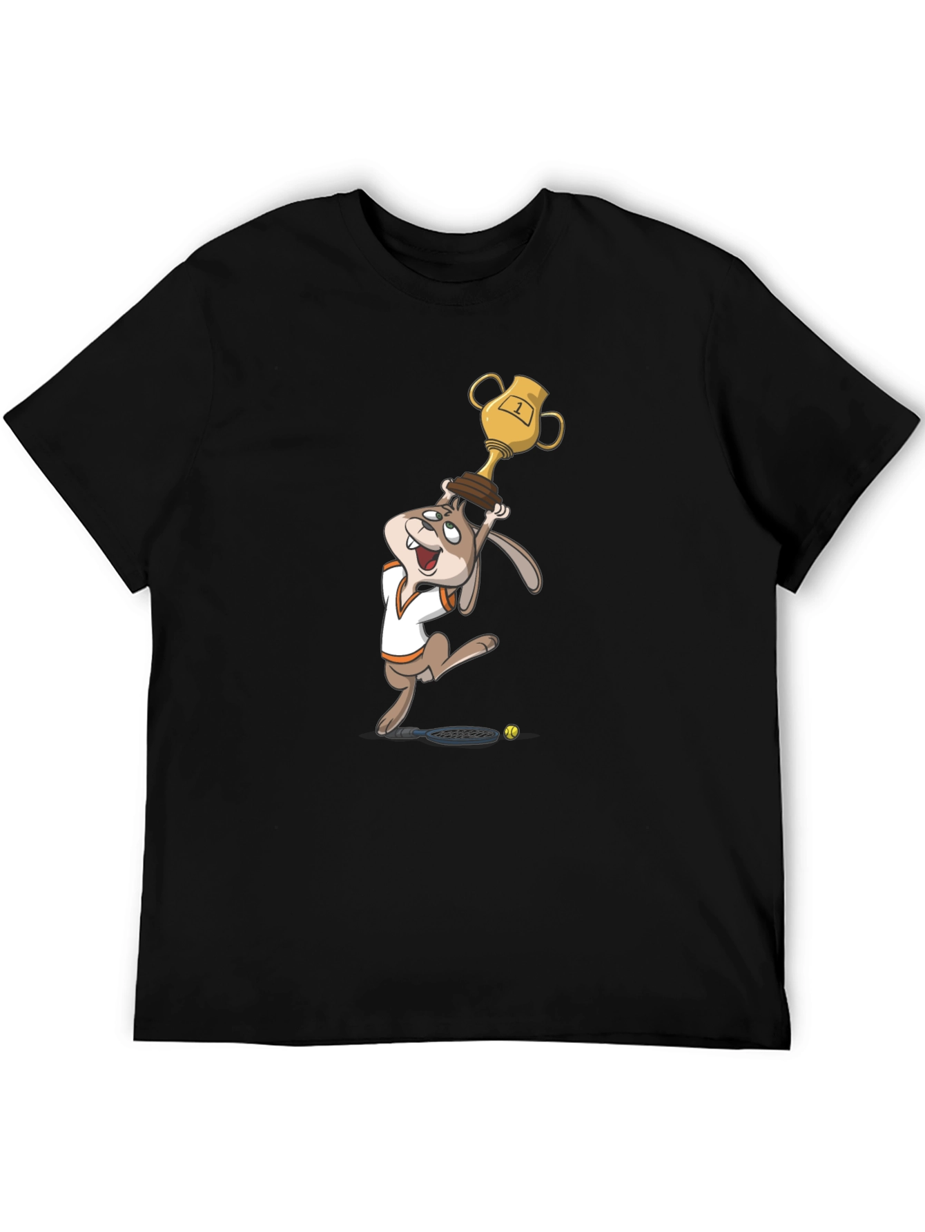 Cartoon Rabbit Tennis Champ Graphic Tee