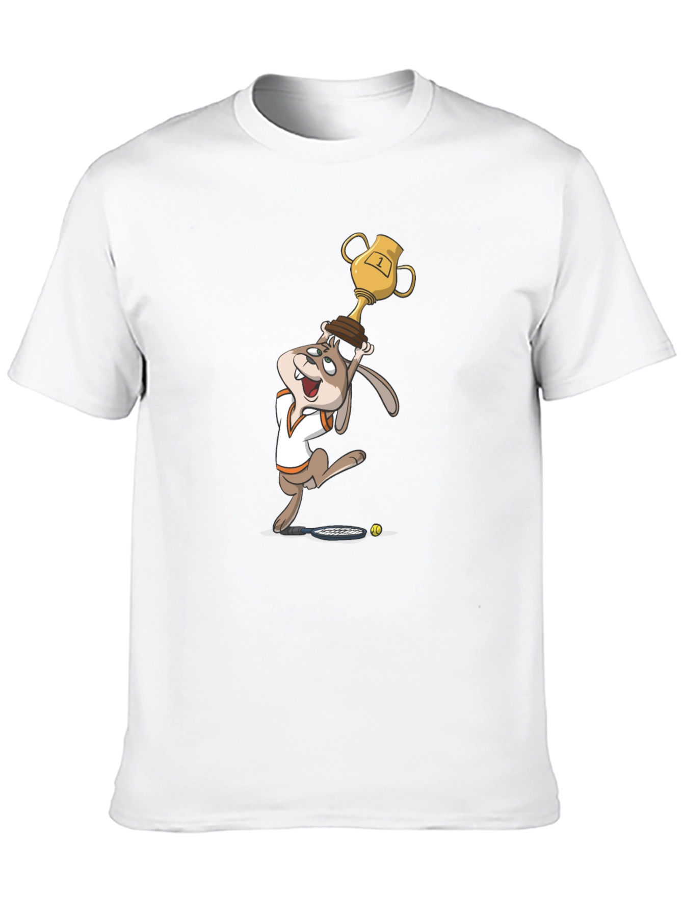Cartoon Rabbit Tennis Champ Graphic Tee