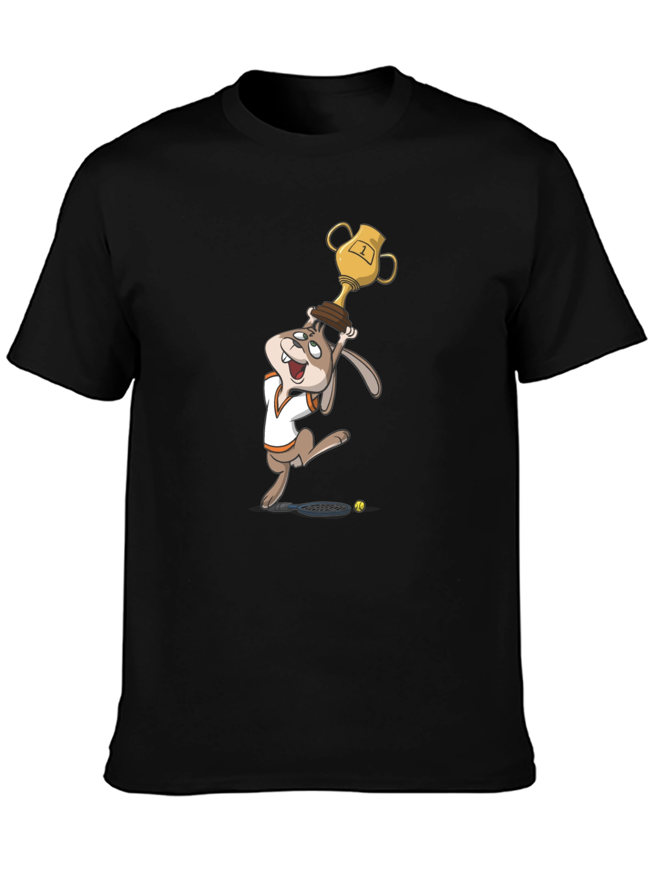 Cartoon Rabbit Tennis Champ Graphic Tee