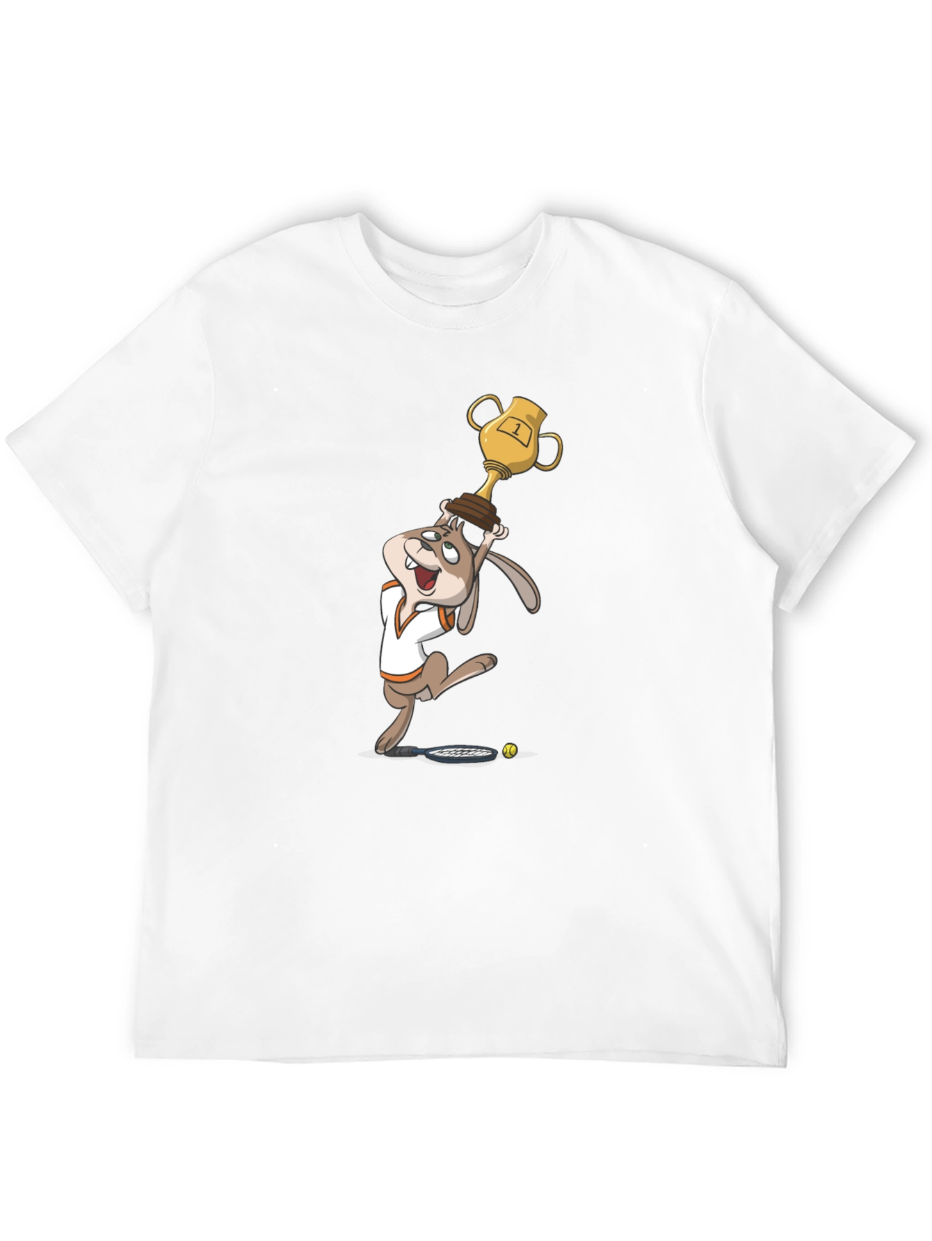 Cartoon Rabbit Tennis Champ Graphic Tee
