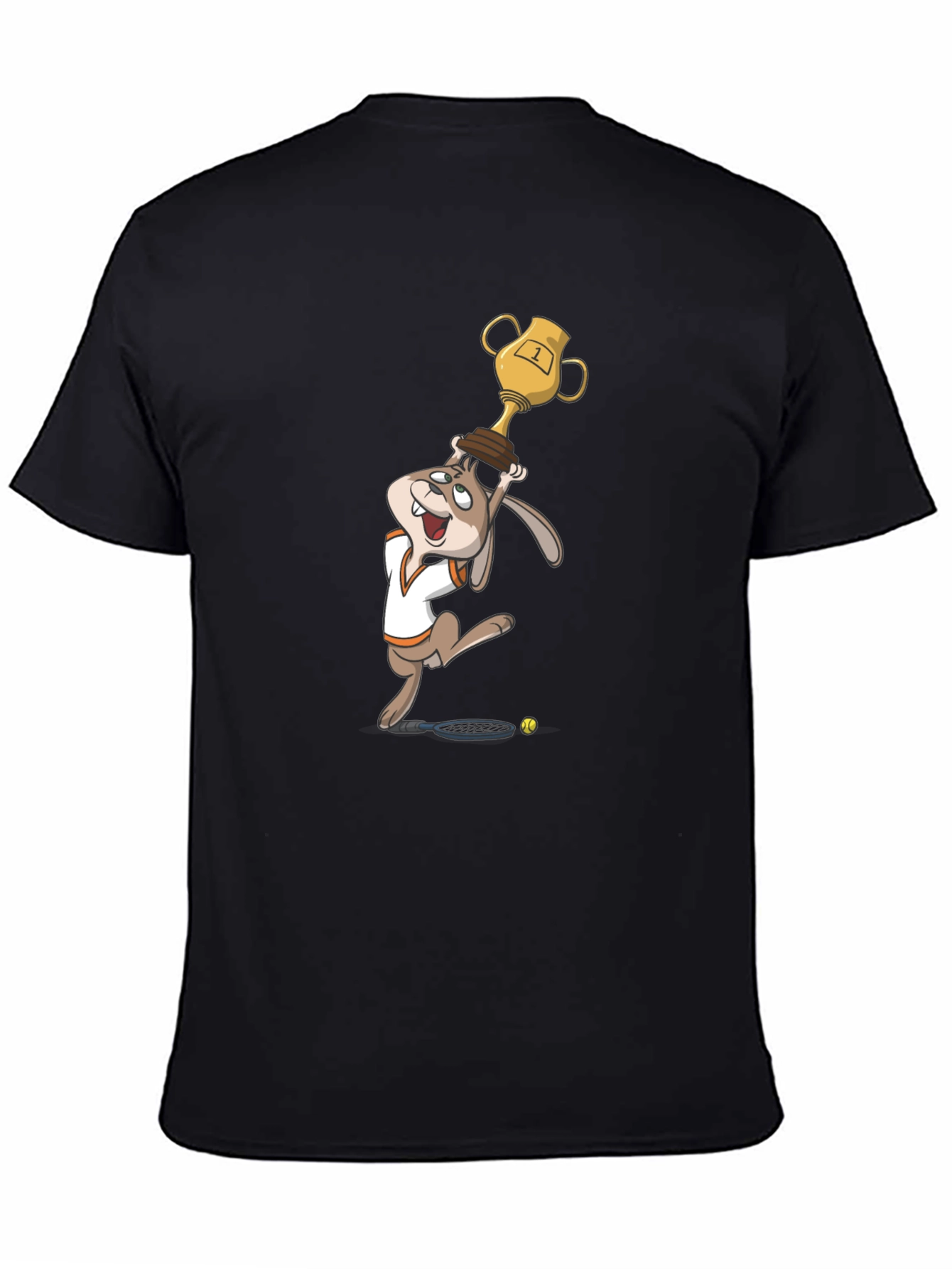 Cartoon Rabbit Tennis Champ Graphic Tee