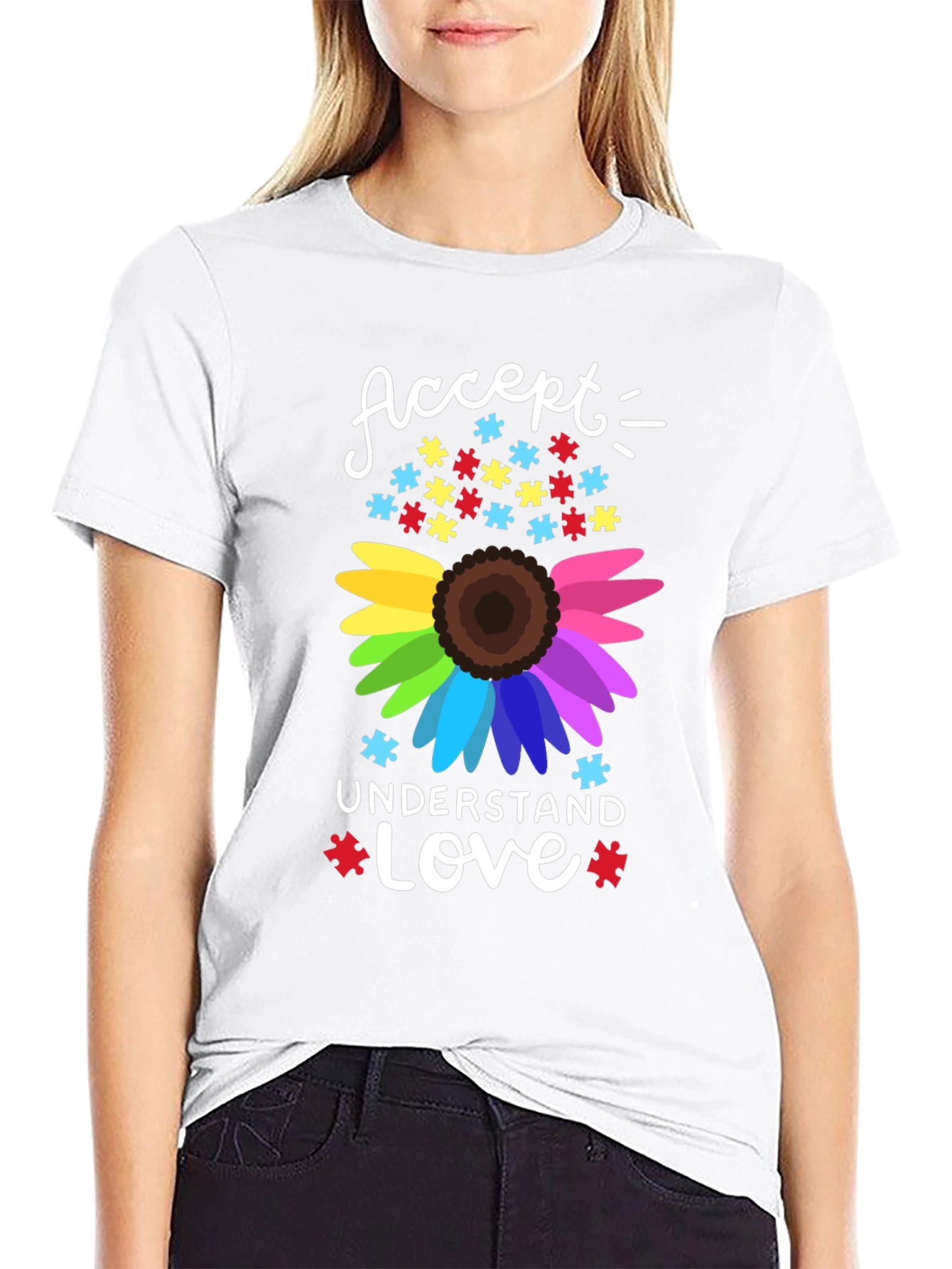 Autism Awareness Sunflower Graphic T-Shirt