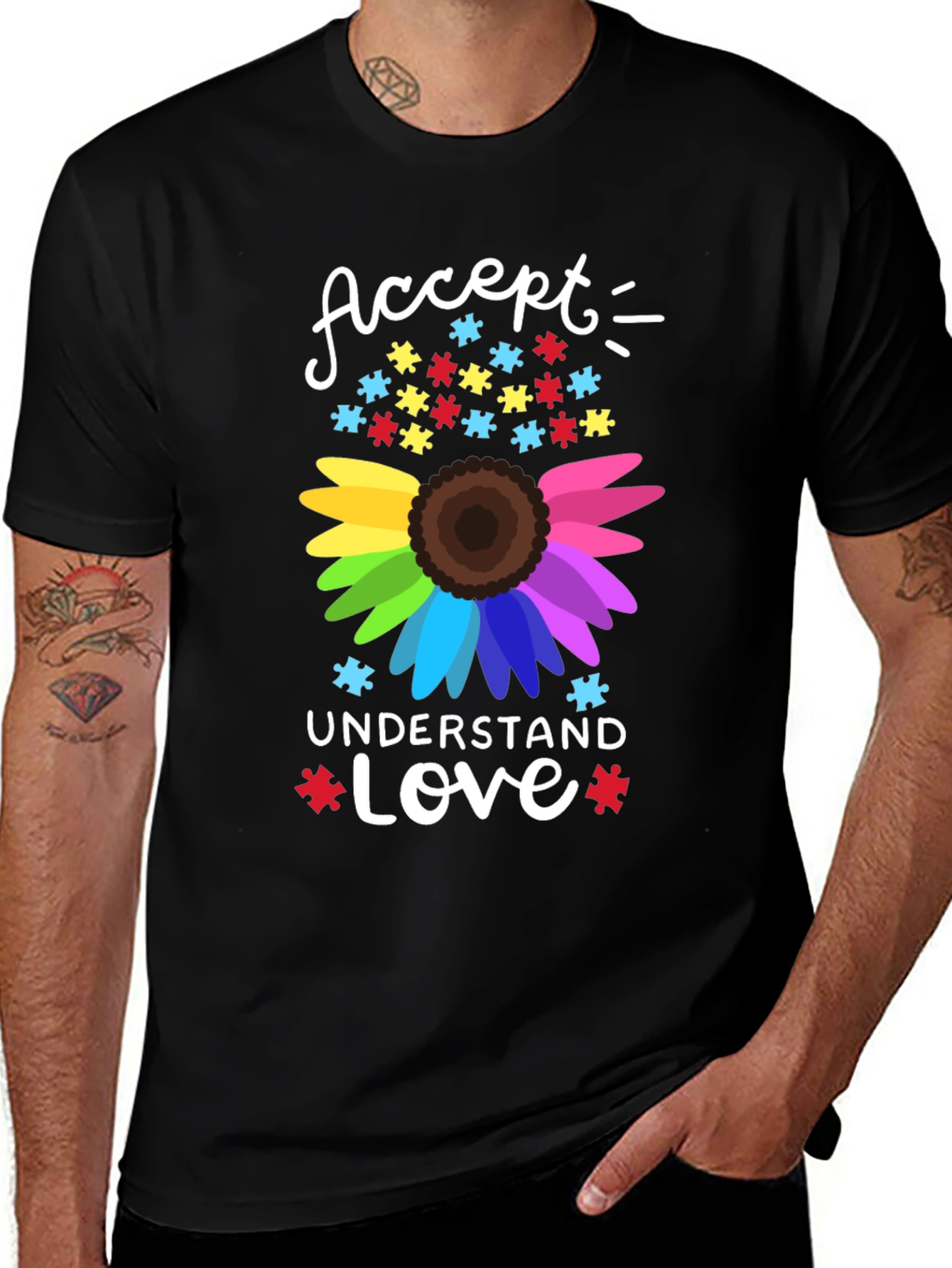 Autism Awareness Sunflower Graphic T-Shirt