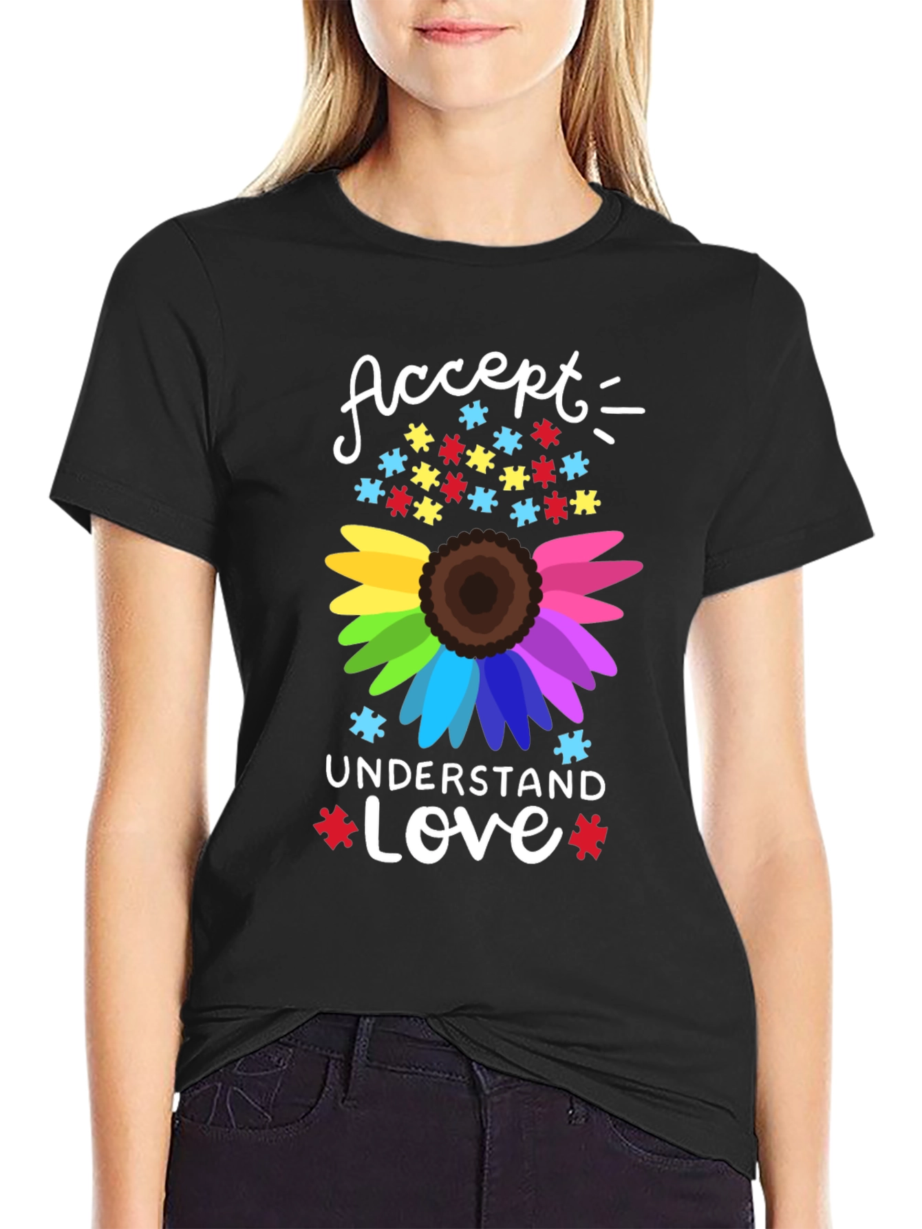 Autism Awareness Sunflower Graphic T-Shirt