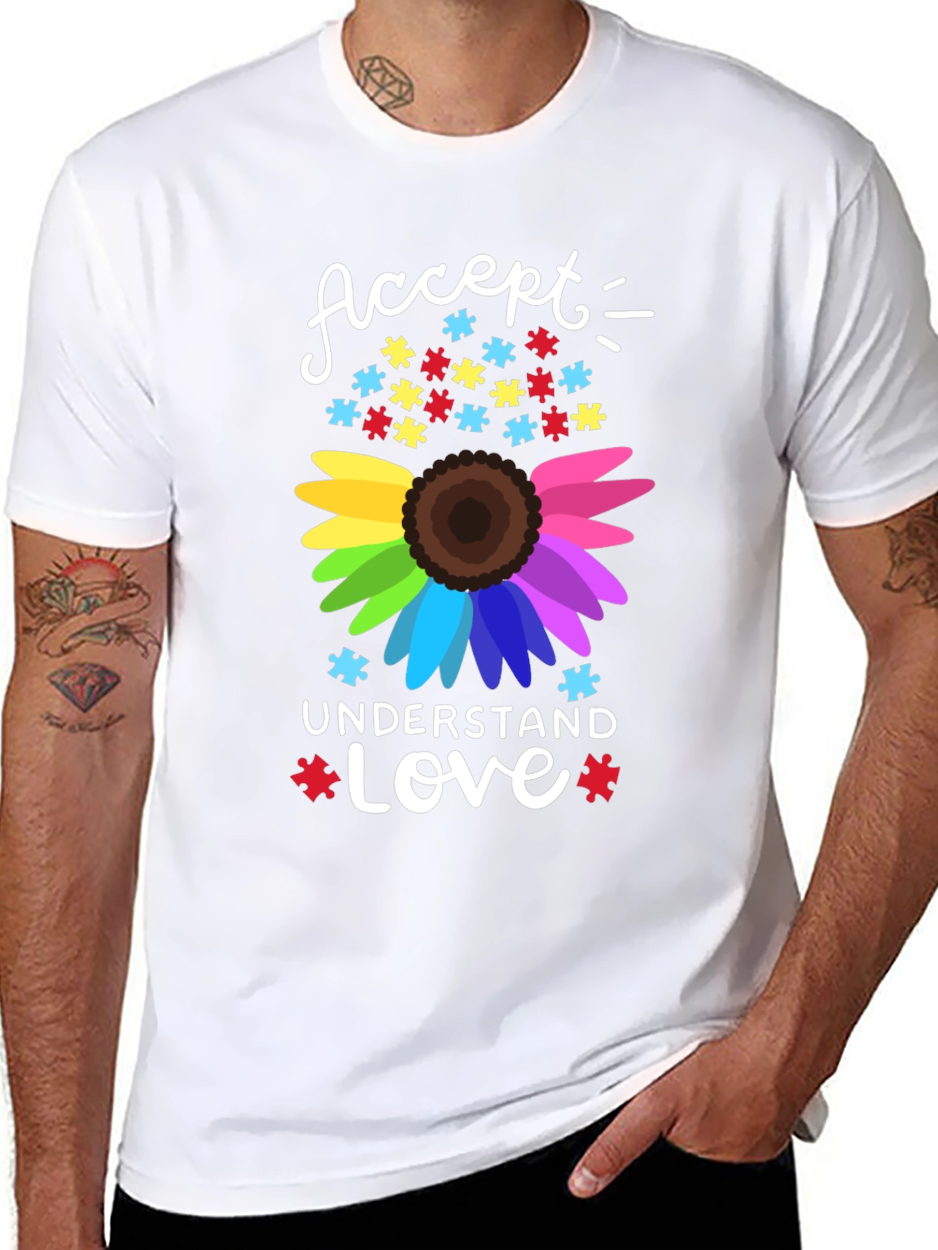 Autism Awareness Sunflower Graphic T-Shirt