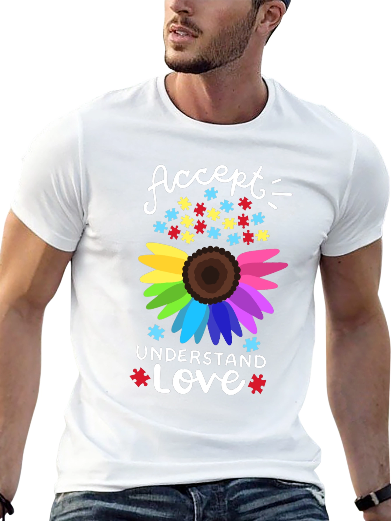 Autism Awareness Sunflower Graphic T-Shirt