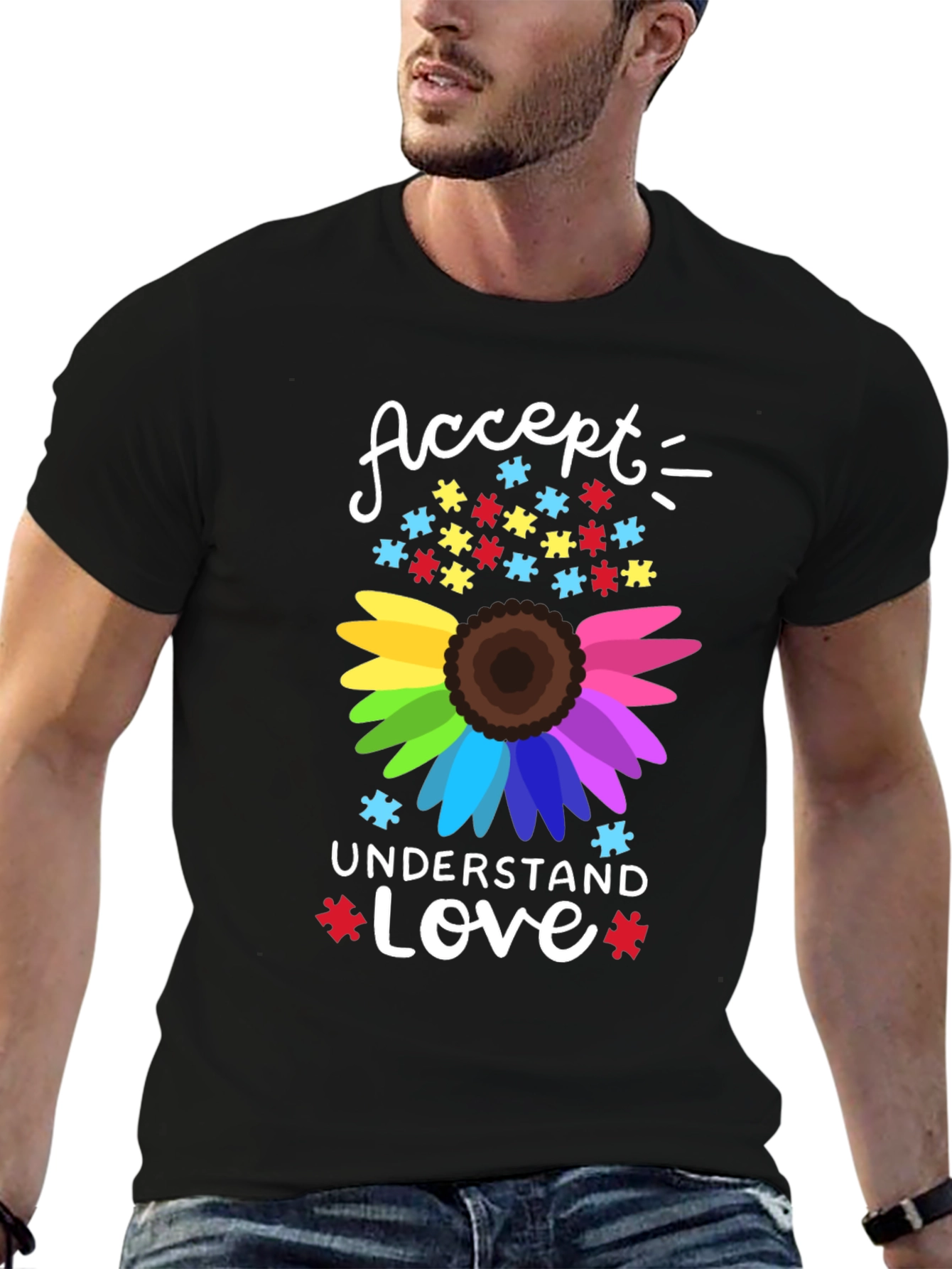 Autism Awareness Sunflower Graphic T-Shirt