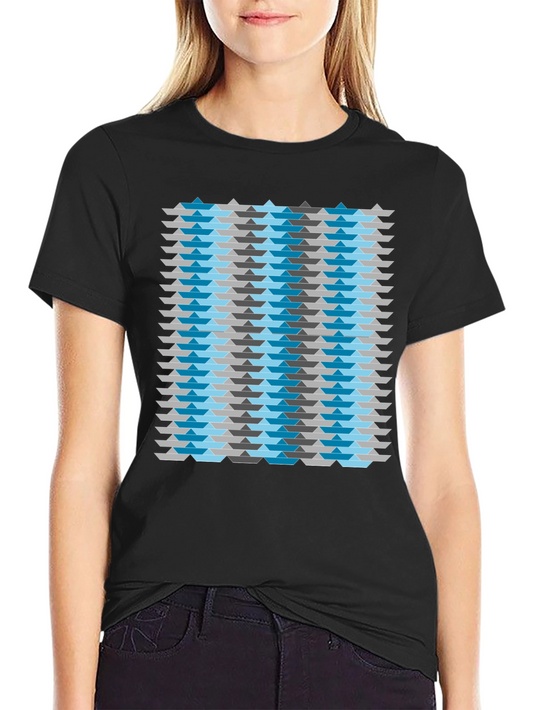 Abstract Geometric Boat Pattern Mens Black T-Shirt