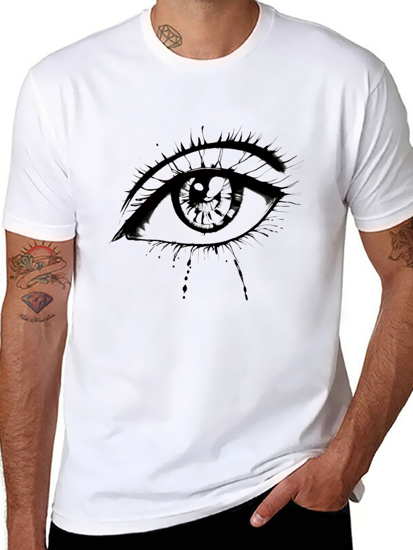 Mens Black Graphic Eye T-Shirt