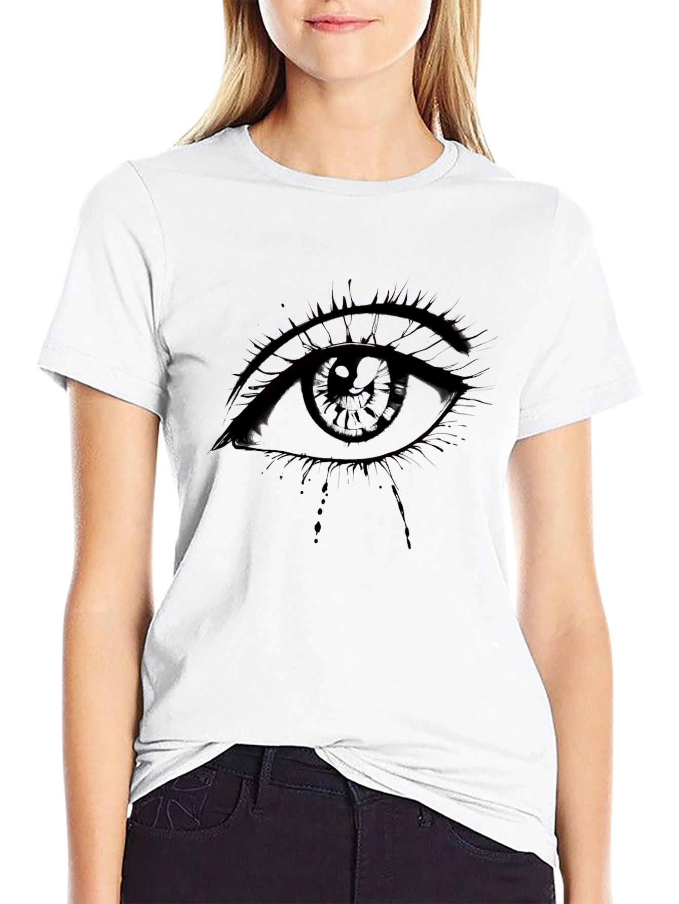 Mens Black Graphic Eye T-Shirt