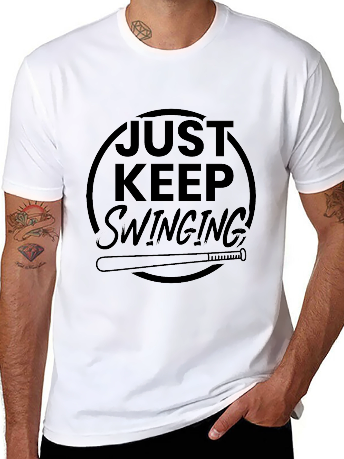 Just Keep Swinging T-Shirt - Baseball Inspired Tee