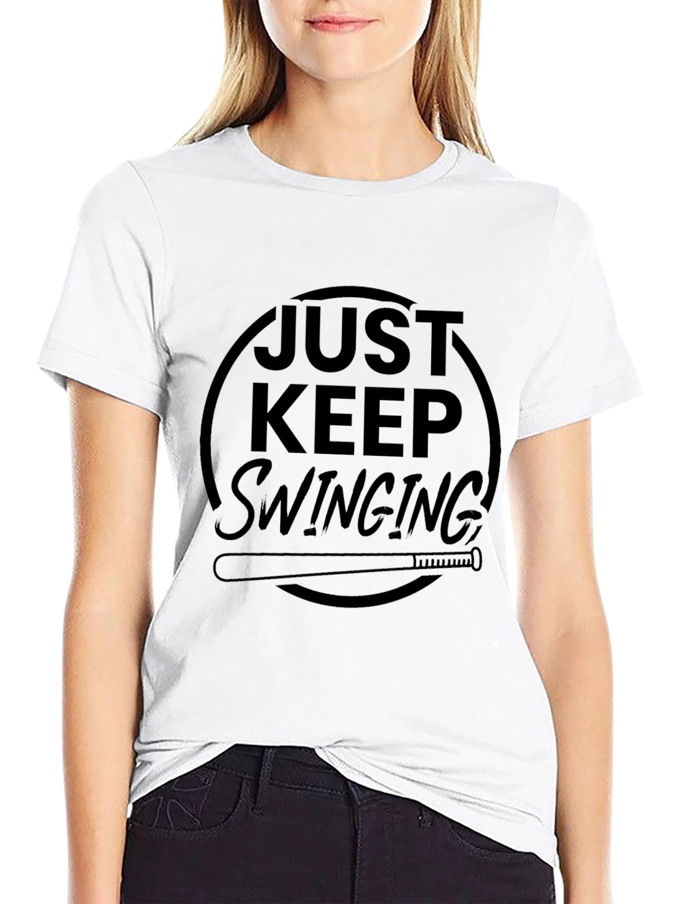 Just Keep Swinging T-Shirt - Baseball Inspired Tee