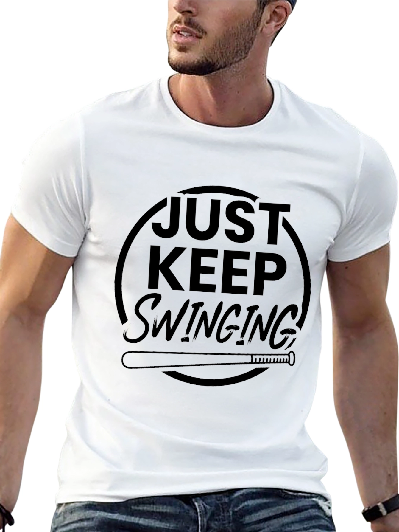 Just Keep Swinging T-Shirt - Baseball Inspired Tee