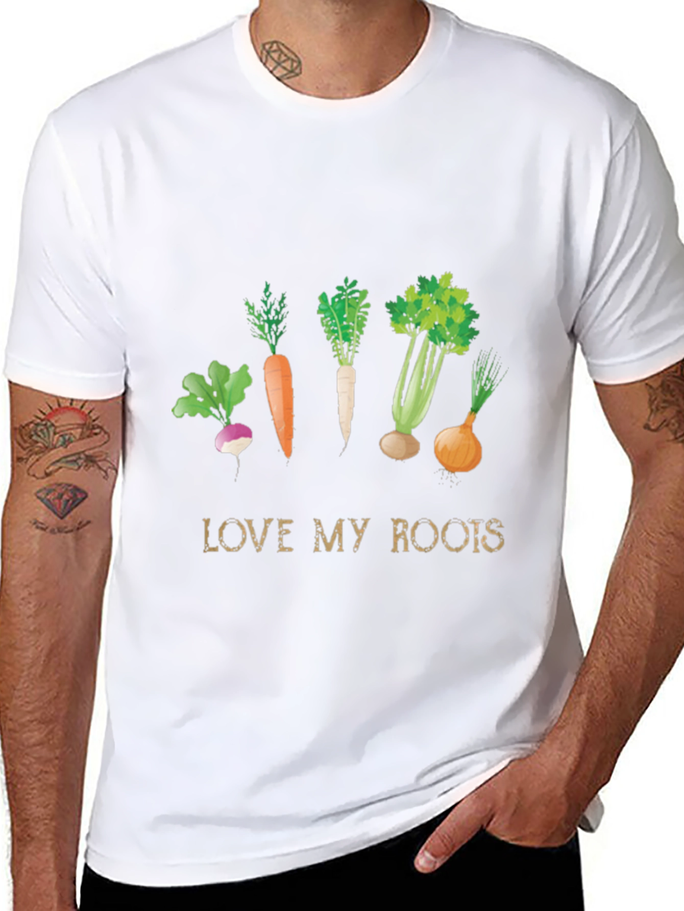 Love My Roots Vegetable Graphic Tee - Black