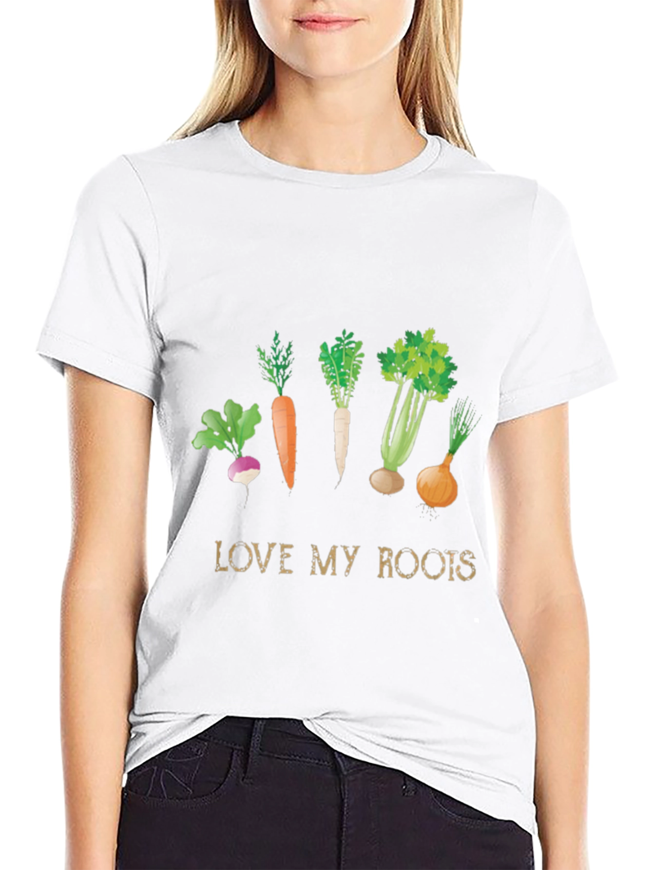 Love My Roots Vegetable Graphic Tee - Black