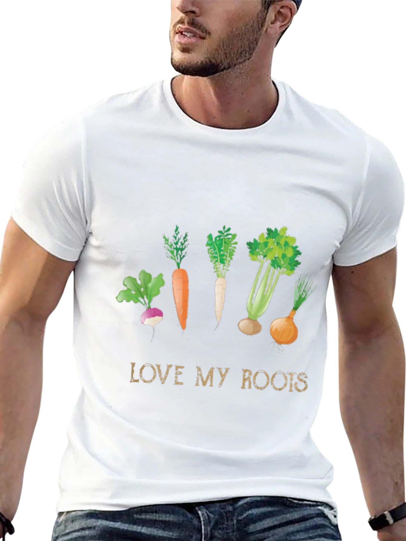 Love My Roots Vegetable Graphic Tee - Black
