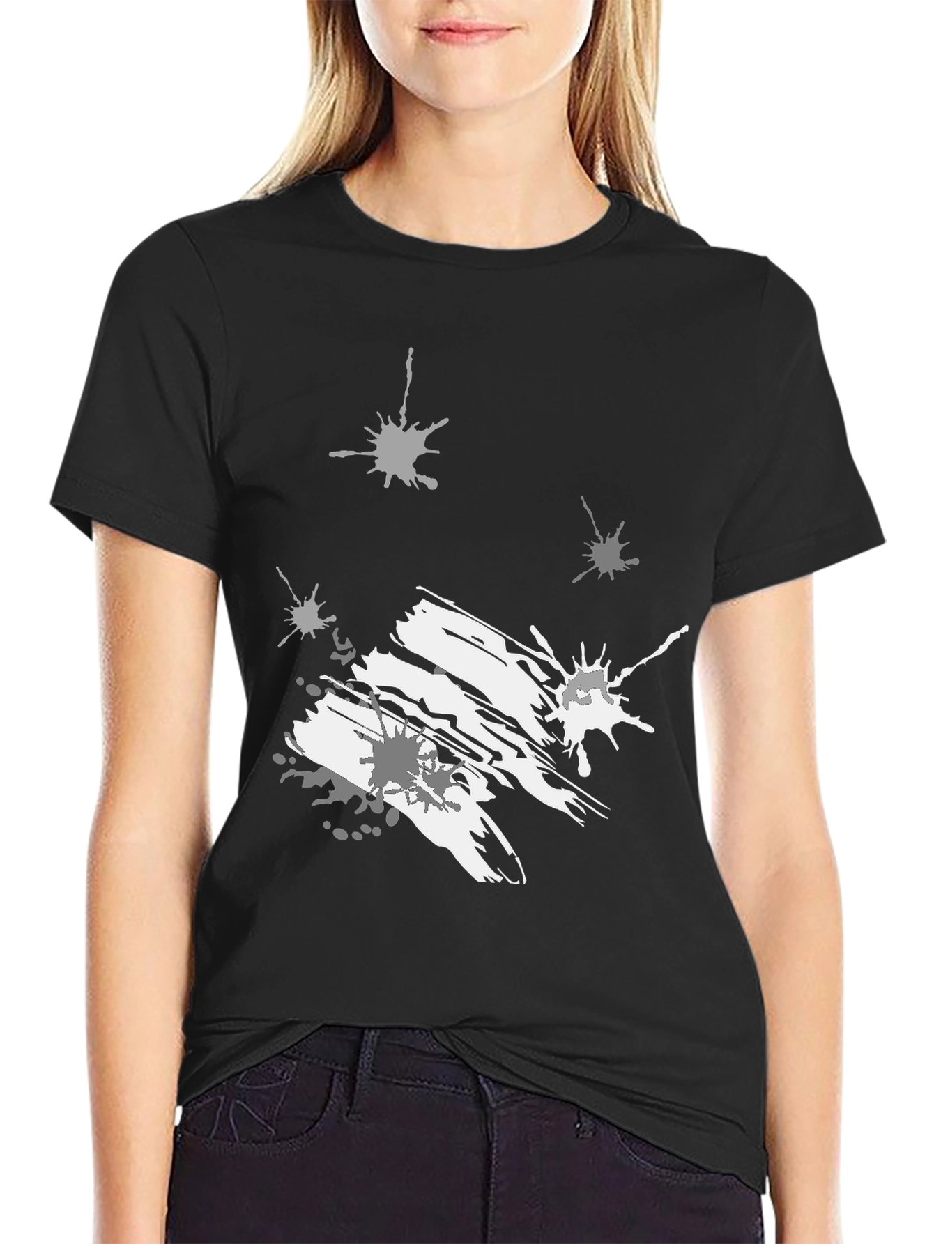 Abstract Splatter Graphic Black Tee