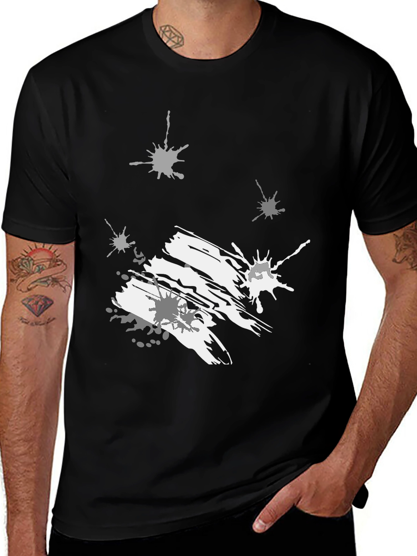 Abstract Splatter Graphic Black Tee