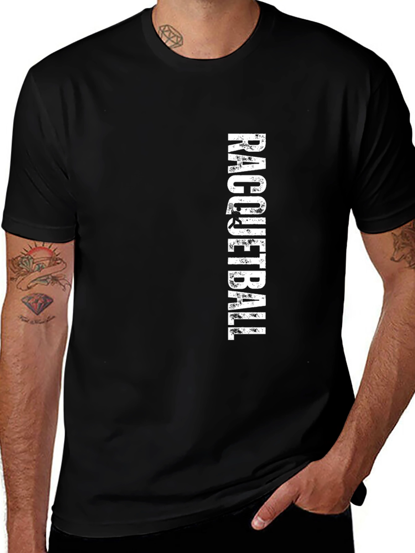 Racquetball Graphic Tee - Black Cotton T-Shirt