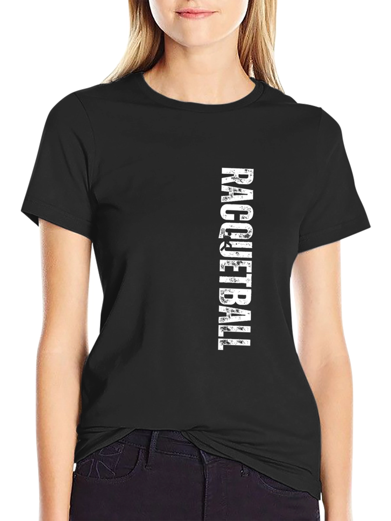Racquetball Graphic Tee - Black Cotton T-Shirt