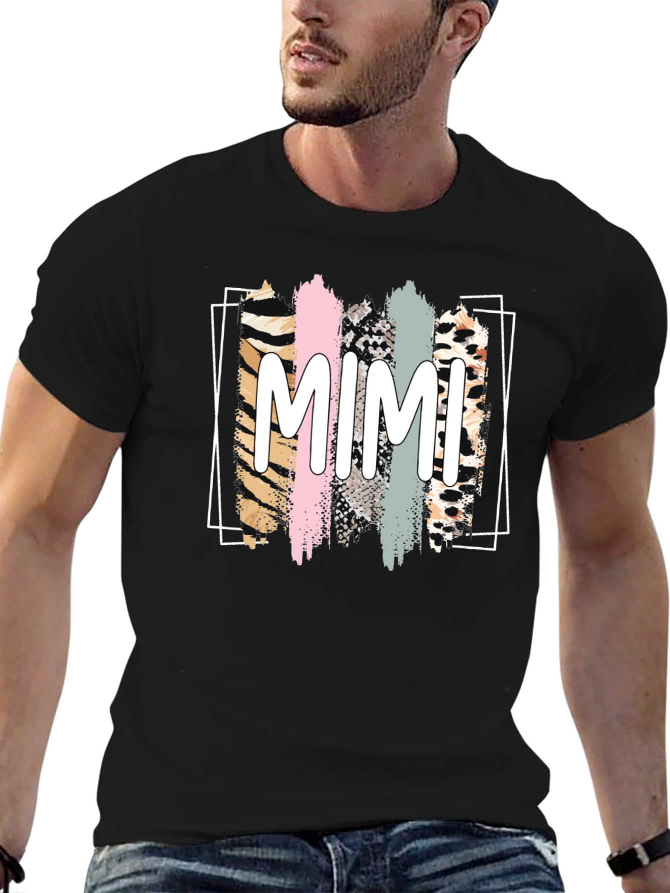 MIMI Graphic Tee - Animal Print Stripes