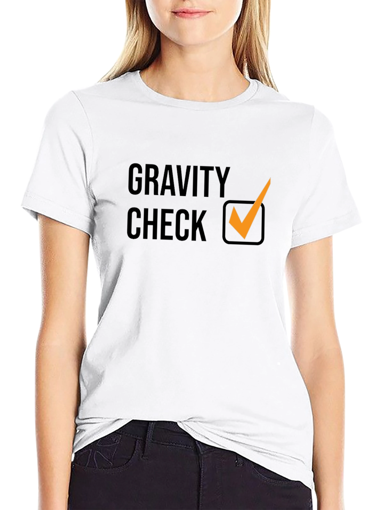 Gravity Check Graphic Tee - Stylish Black Cotton T-Shirt