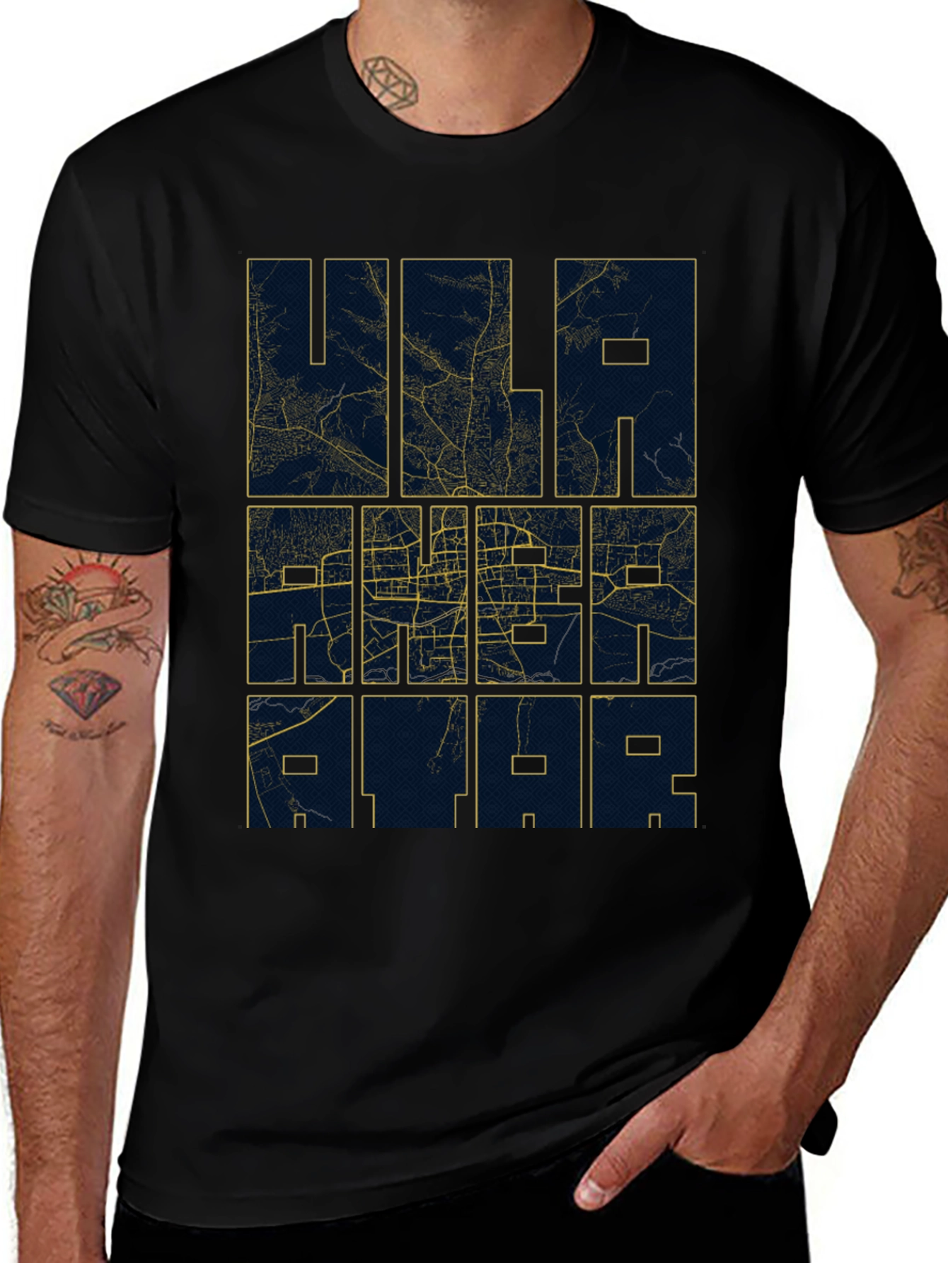 Ulaanbaatar Map T-Shirt - Urban Style