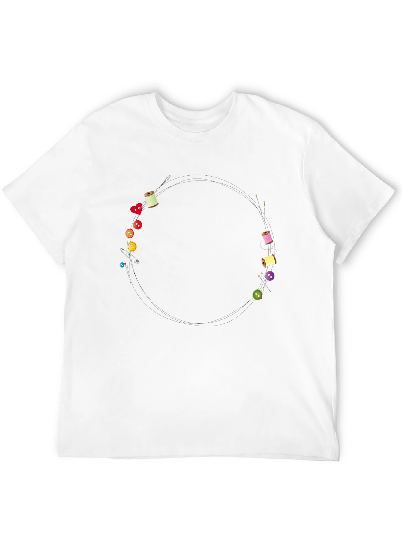 Sewing Design Black T-Shirt