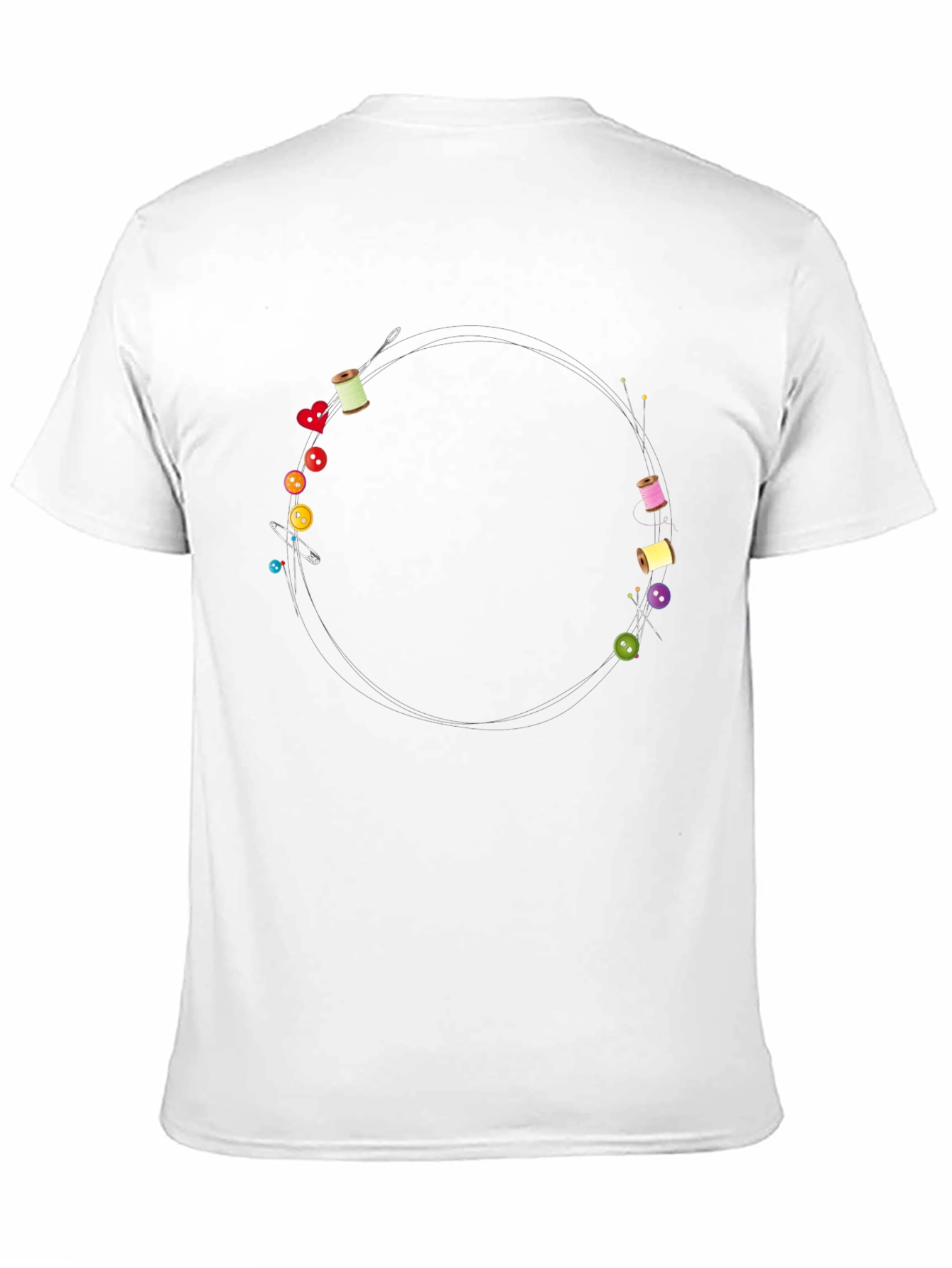 Sewing Design Black T-Shirt