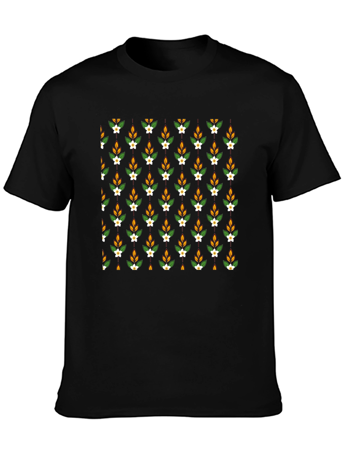 Floral Pattern Black Tee