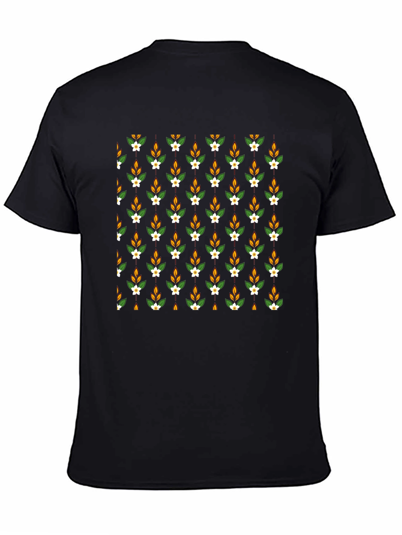 Floral Pattern Black Tee