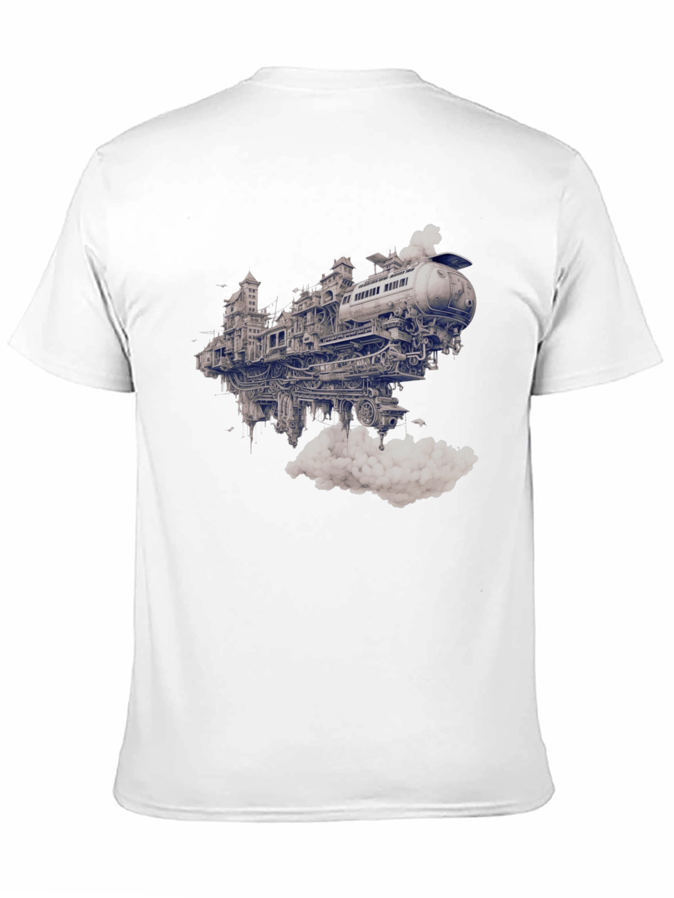 Steampunk Train City Black Graphic Tee