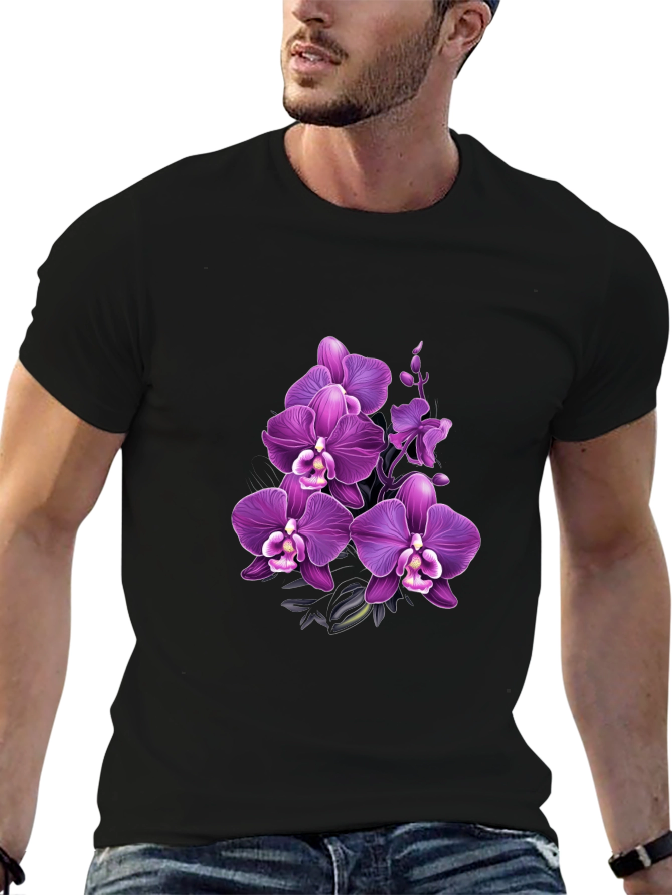 Orchid Graphic Black T-Shirt