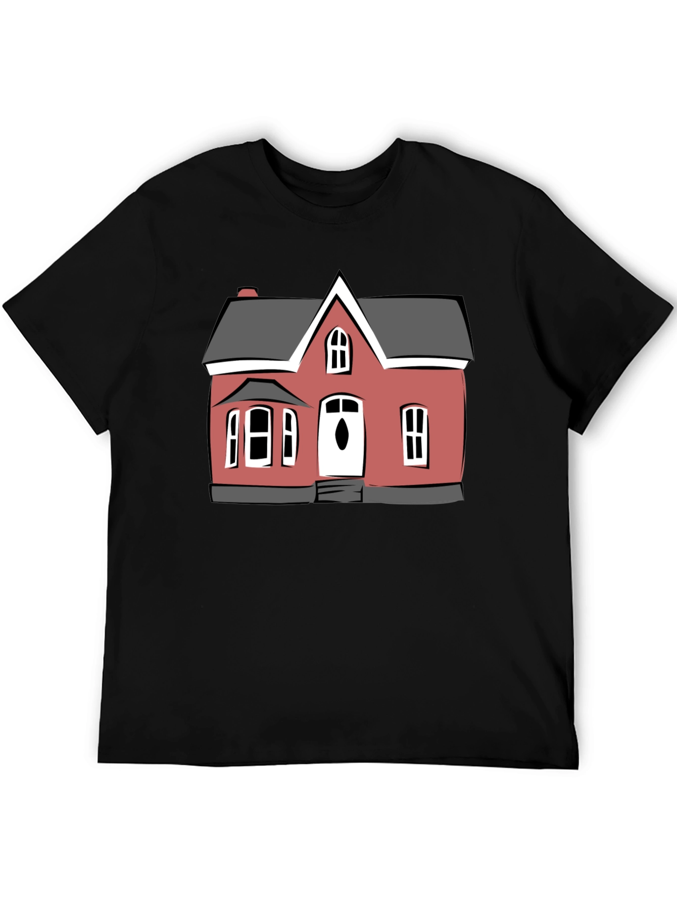 House Graphic Tee - Black Cotton T-Shirt