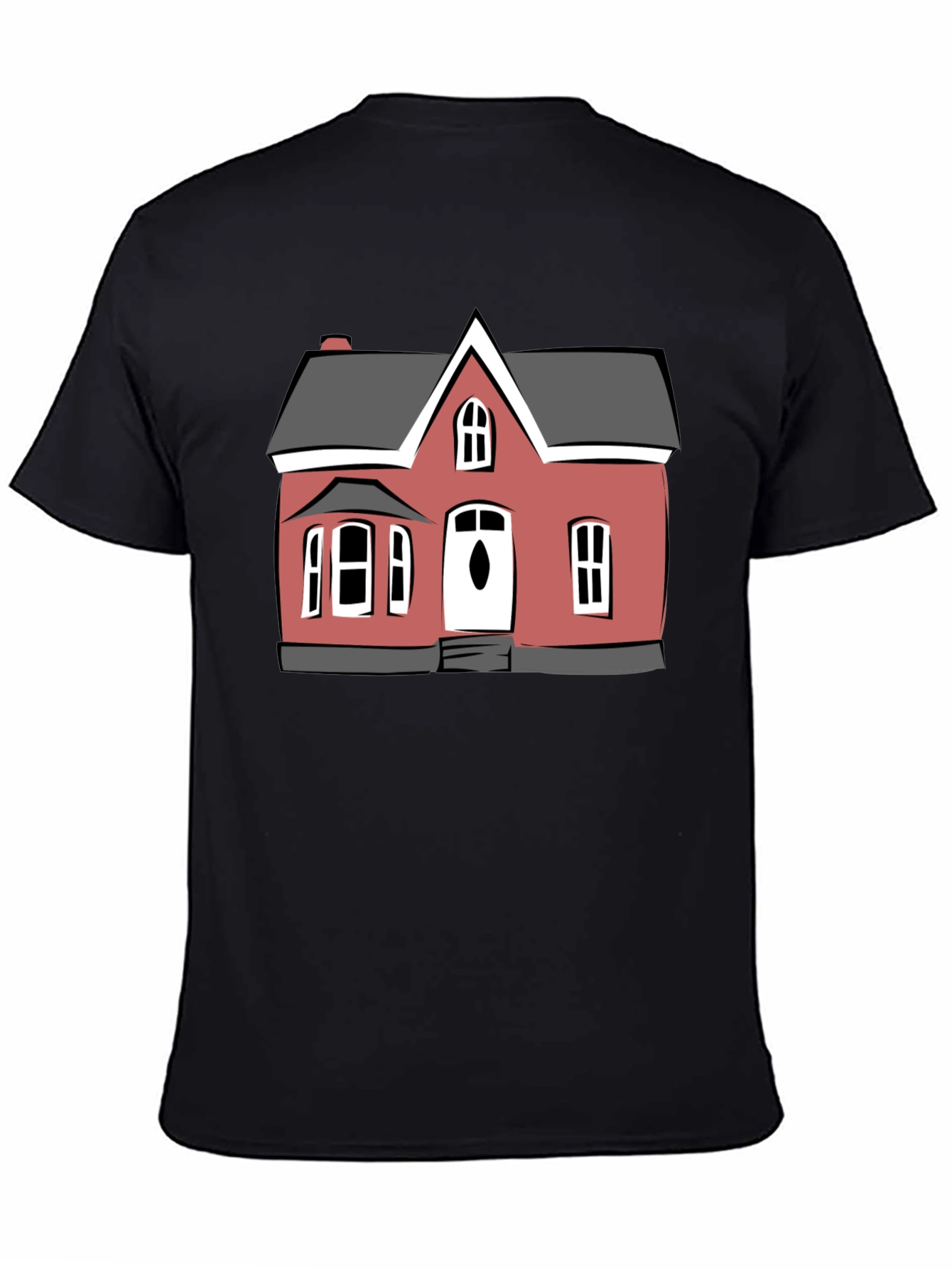 House Graphic Tee - Black Cotton T-Shirt
