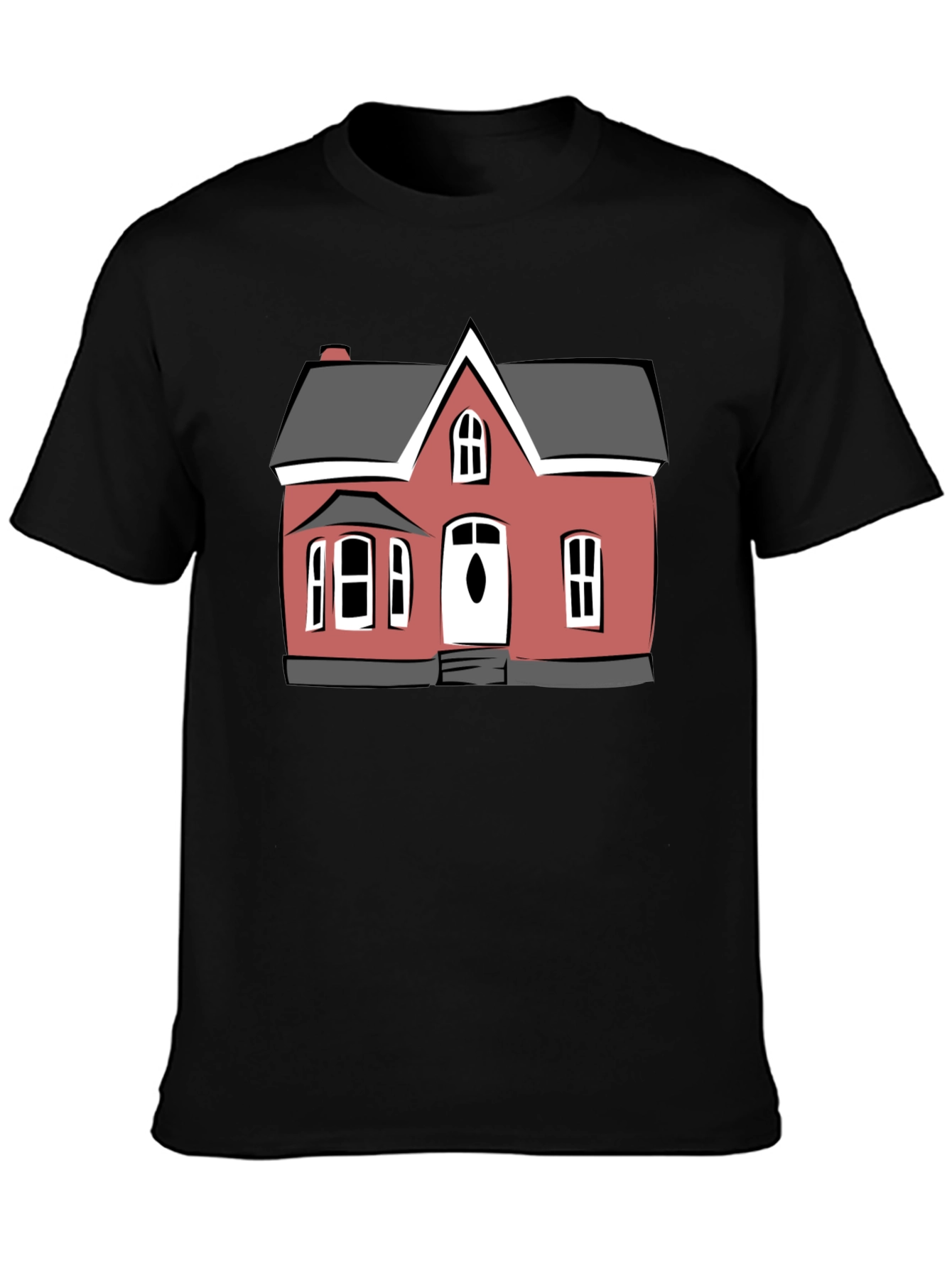 House Graphic Tee - Black Cotton T-Shirt