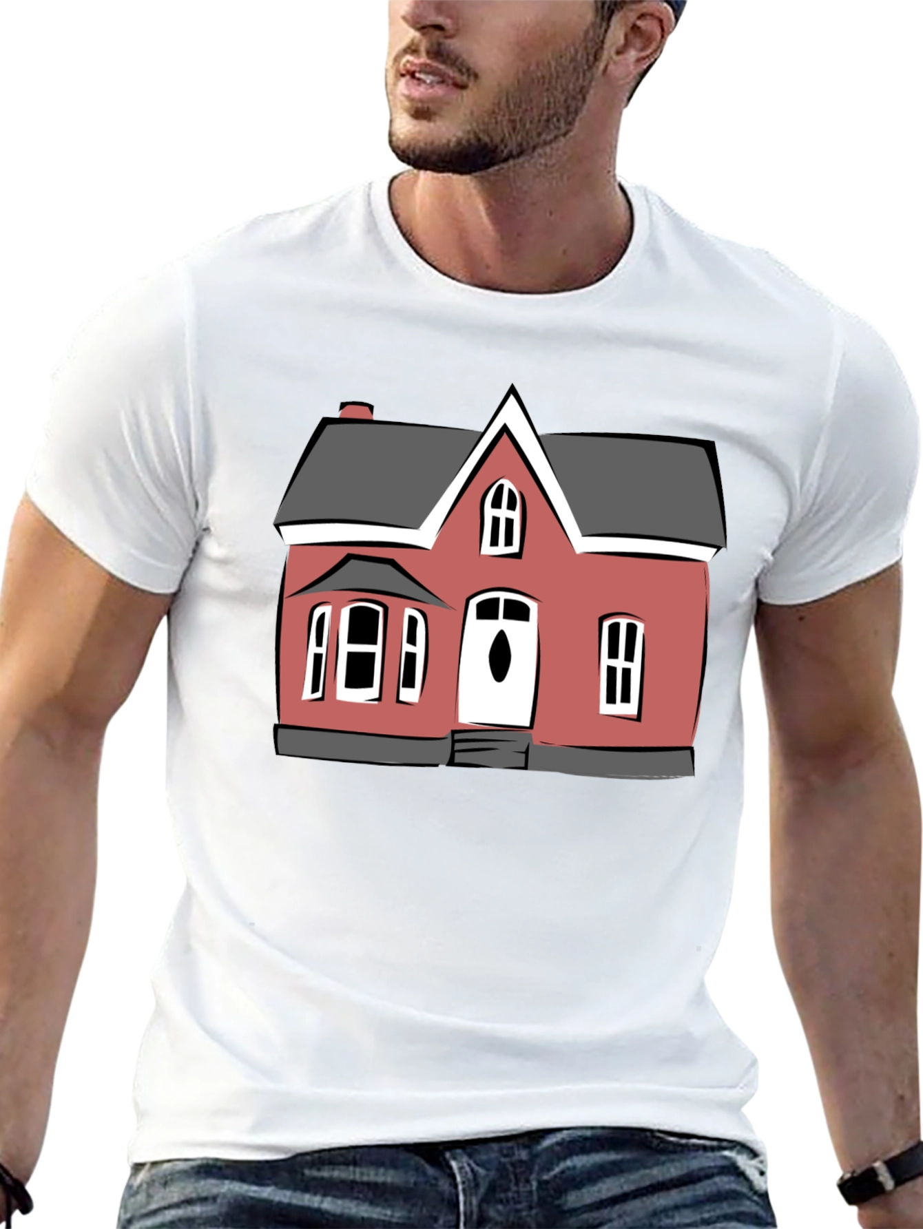 House Graphic Tee - Black Cotton T-Shirt