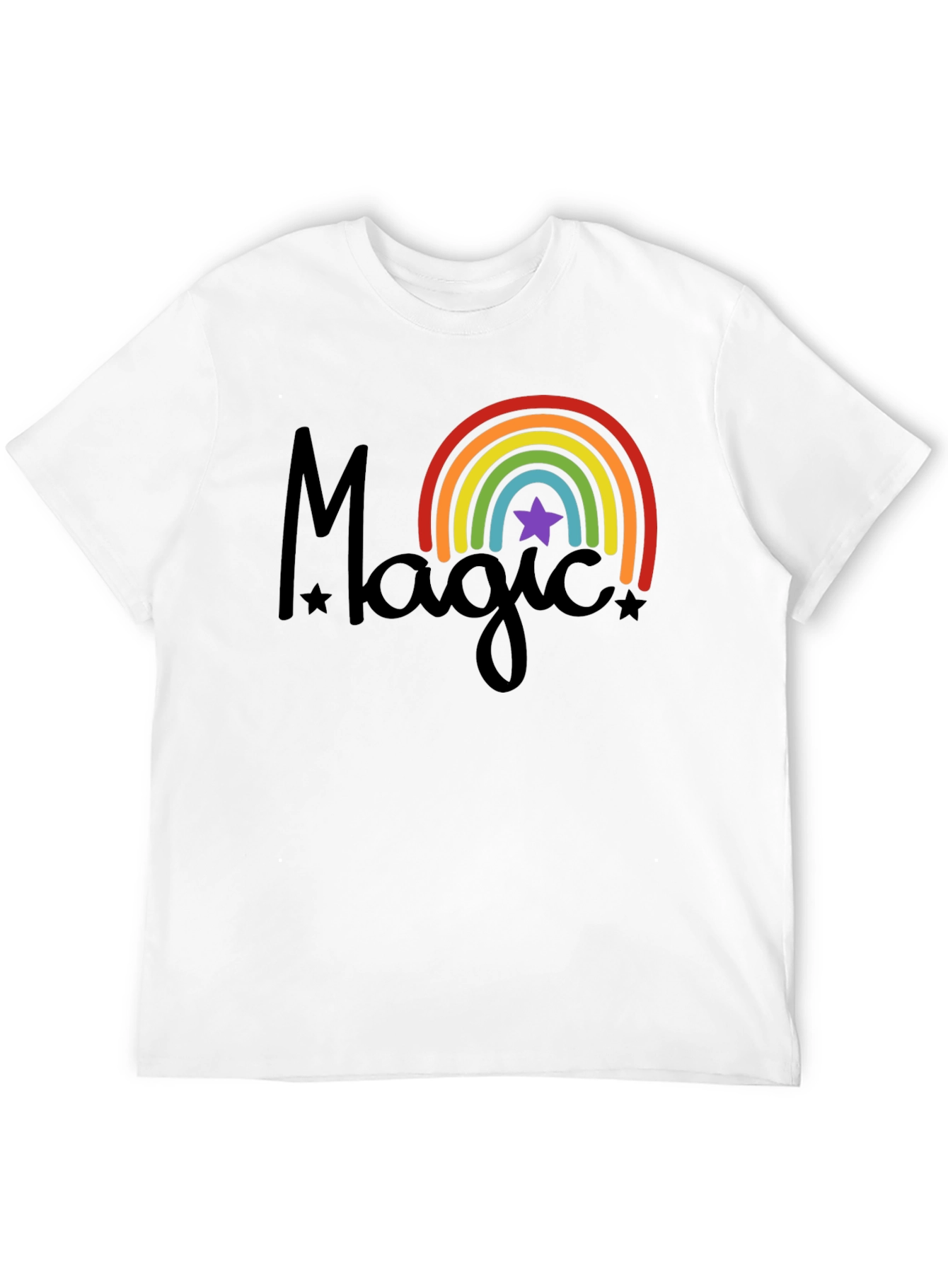 Magic Rainbow Star Black T-Shirt