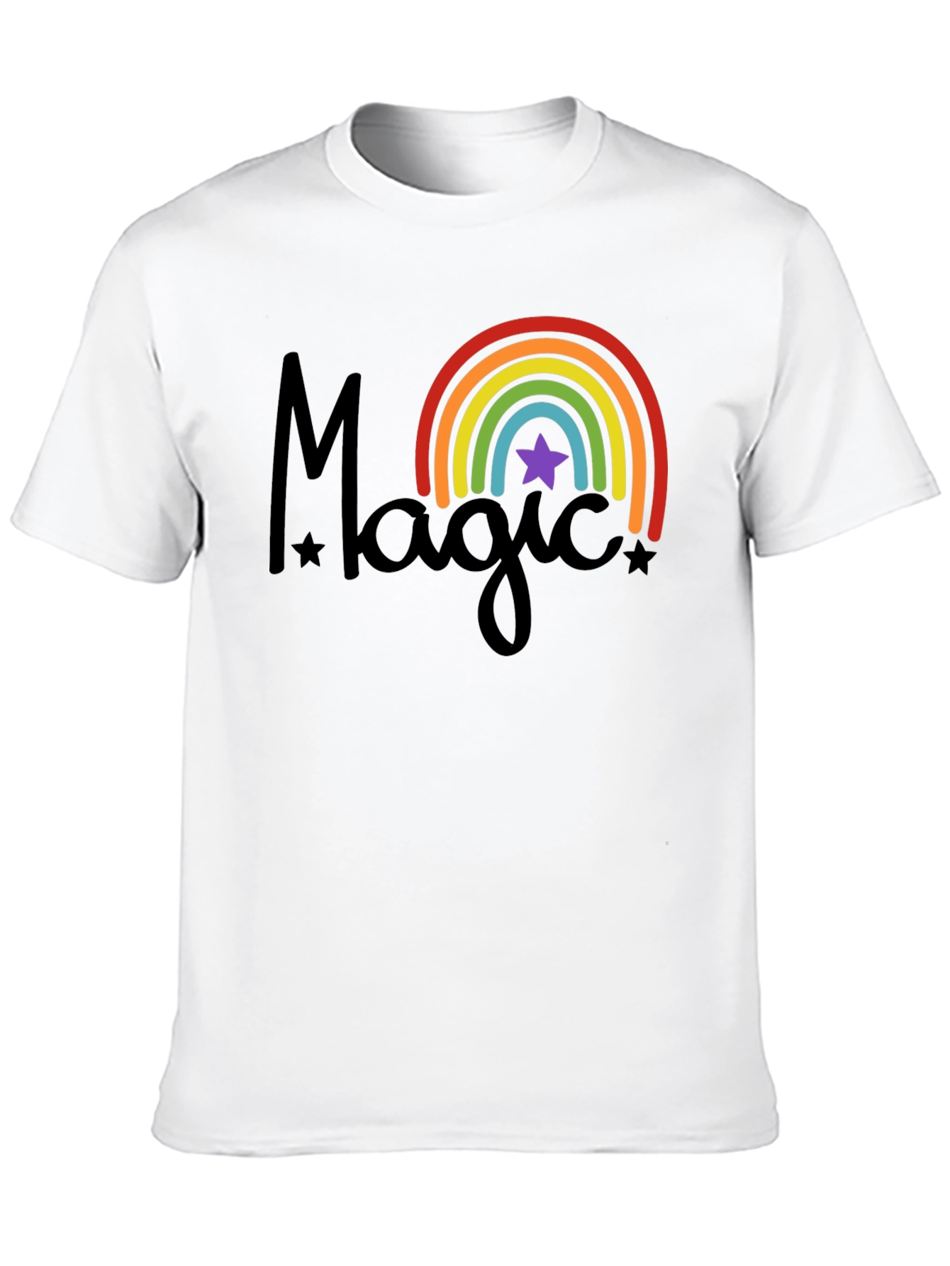 Magic Rainbow Star Black T-Shirt