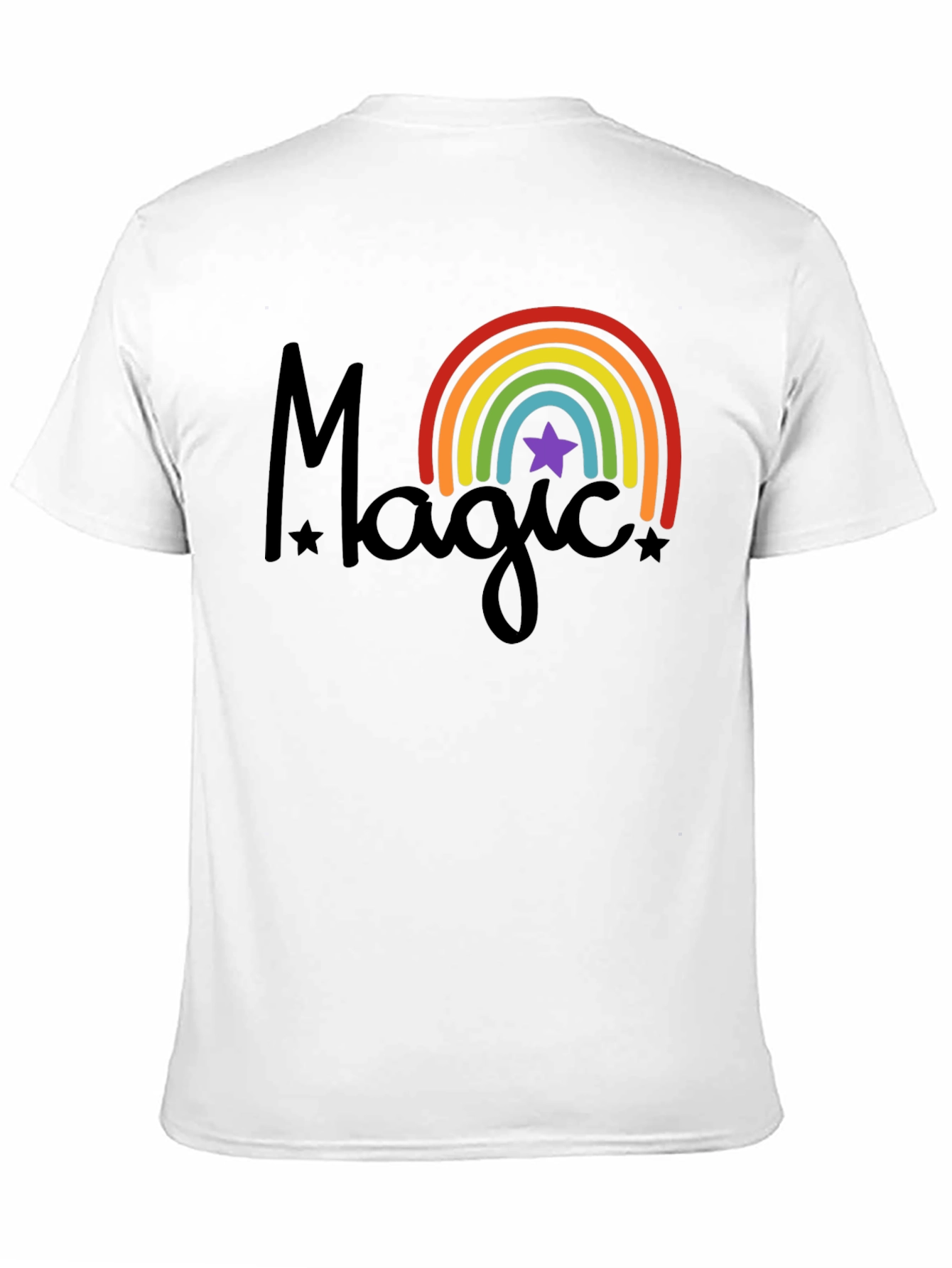 Magic Rainbow Star Black T-Shirt