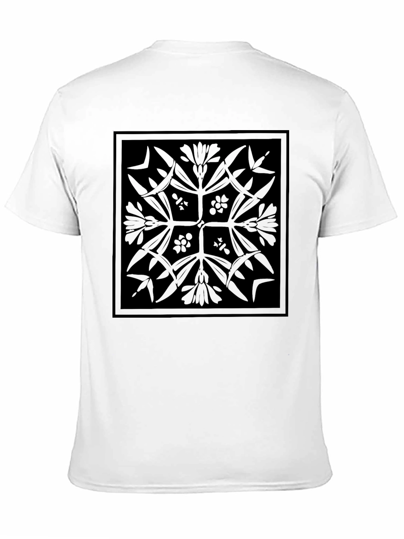 Geometric Floral Print Black T-Shirt