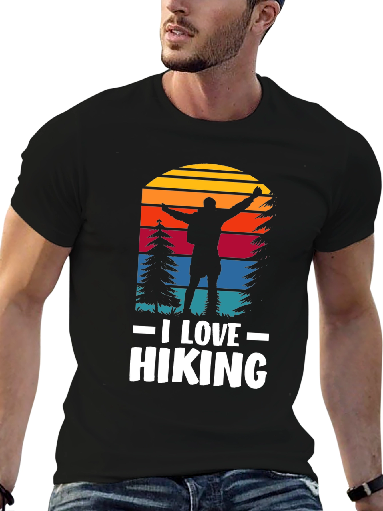 I Love Hiking Black Graphic Tee