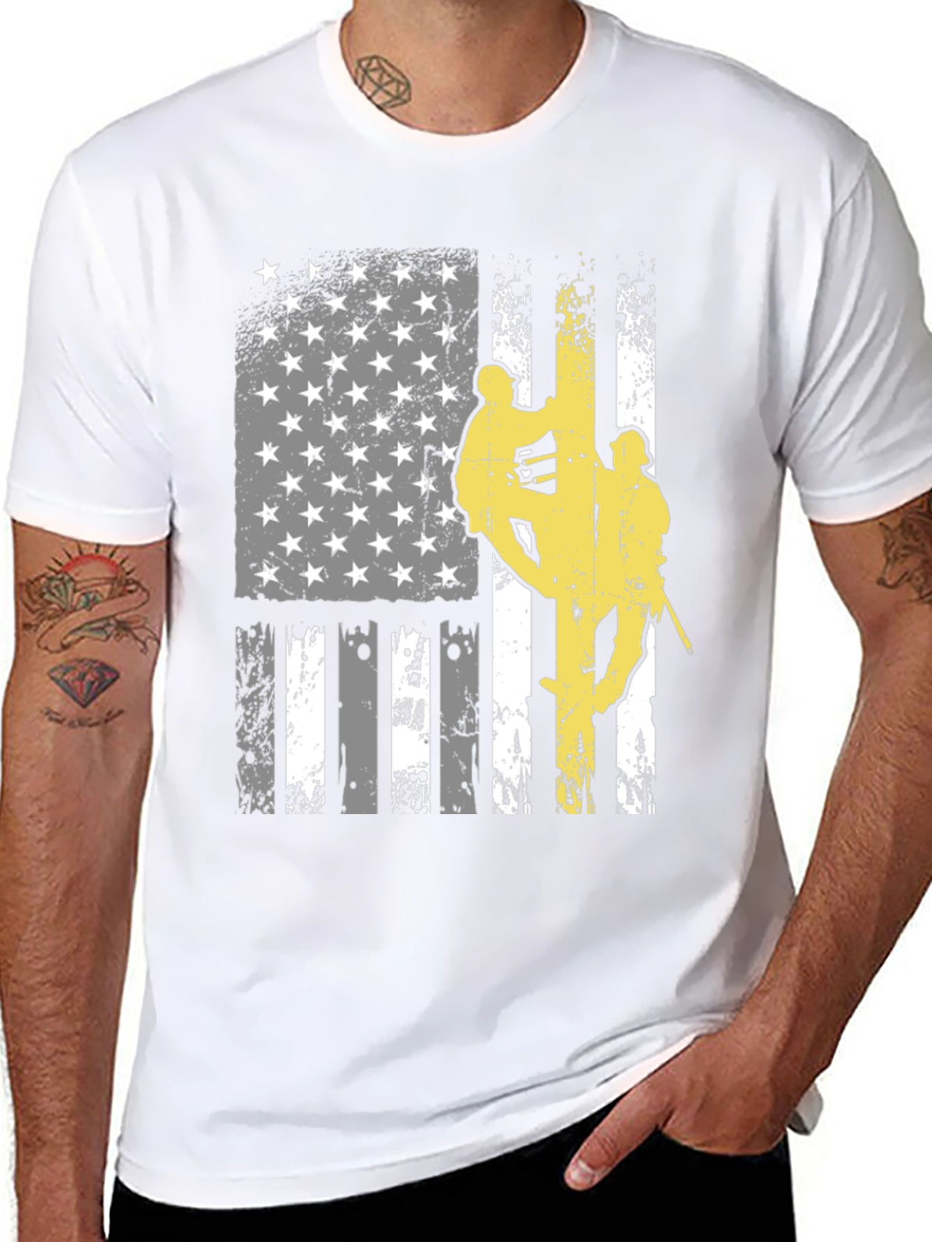 Lineman American Flag Graphic T-Shirt